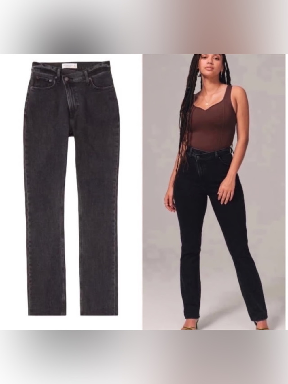 Abercrombie & Fitch Ultra High Rise The ’90s Slim Straight Black Crossover Waist